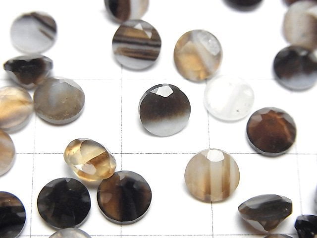 [Video] Black Stripe Agate Loose stone Round Faceted 6x6mm 10pcs