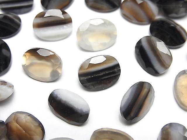 [Video] Black Stripe Agate Loose stone Oval Faceted 10x8mm 5pcs