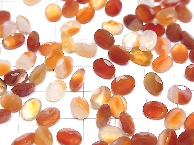 [Video] Mixed Carnelian Loose stone Oval Faceted 8x6mm 10pcs