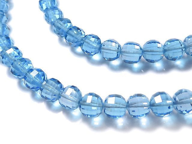 [Video][One of a kind] High Quality Swiss Blue Topaz AAA Mirror Faceted Round 6mm Necklace