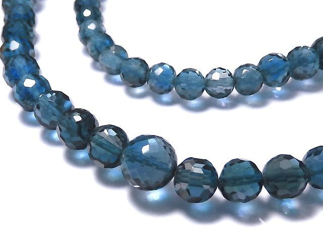 [Video][One of a kind] High Quality London Blue Topaz AAA Faceted Round 5-7.5mm 1strand (Approx 41.5cm)