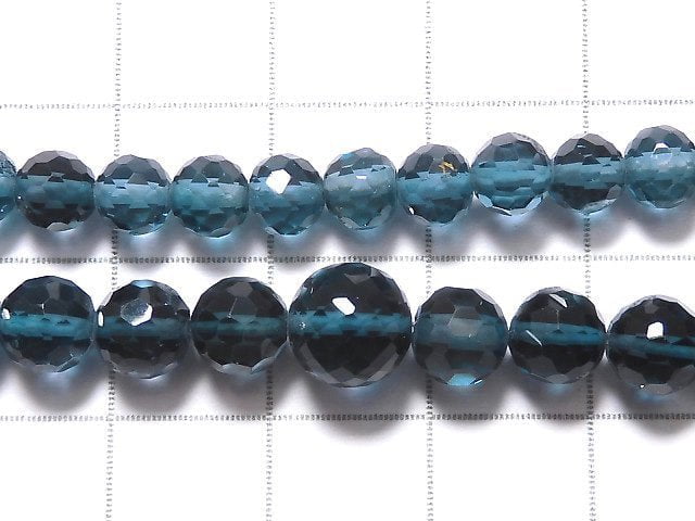 [Video][One of a kind] High Quality London Blue Topaz AAA Faceted Round 5-7.5mm 1strand (Approx 41.5cm)