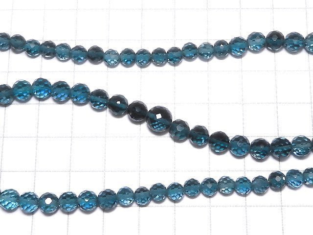 [Video][One of a kind] High Quality London Blue Topaz AAA Faceted Round 5-7.5mm 1strand (Approx 41.5cm)