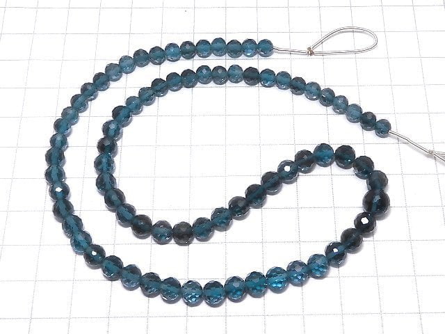 [Video][One of a kind] High Quality London Blue Topaz AAA Faceted Round 5-7.5mm 1strand (Approx 41.5cm)