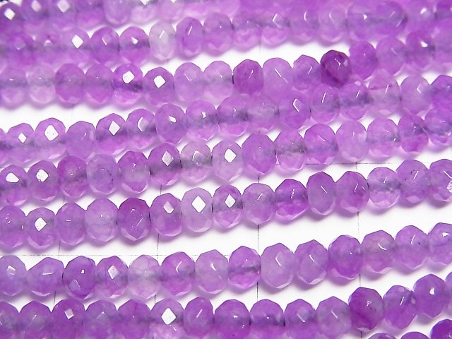 High Quality! Purple color Jade Faceted Button Roundel 4x4x3mm 1strand beads (aprx.13inch/33cm)