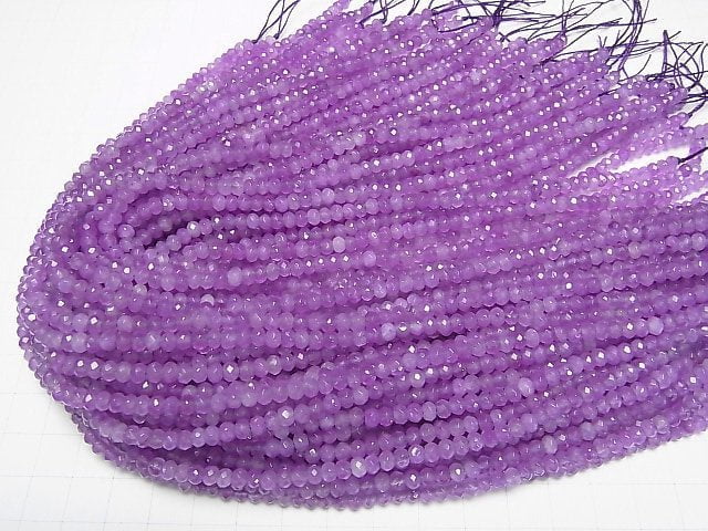 High Quality! Purple color Jade Faceted Button Rondelle 4x4x3mm 1strand beads (aprx.13inch/33cm)
