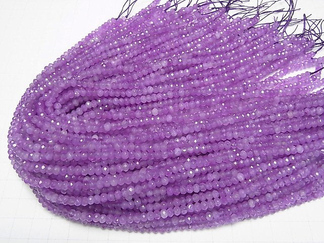 High Quality! Purple color Jade Faceted Button Roundel 4x4x3mm 1strand beads (aprx.13inch/33cm)