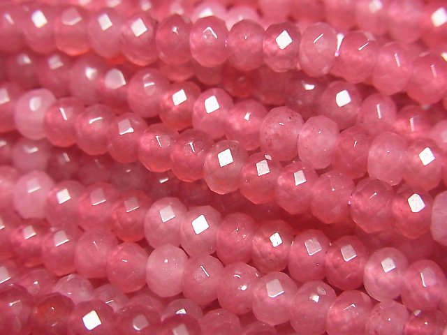 High Quality! Red color Jade Faceted Button Roundel 4x4x2.5mm 1strand beads (aprx.13inch/33cm)