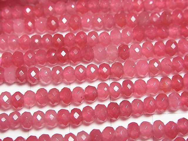 High Quality! Red color Jade Faceted Button Roundel 4x4x2.5mm 1strand beads (aprx.13inch/33cm)