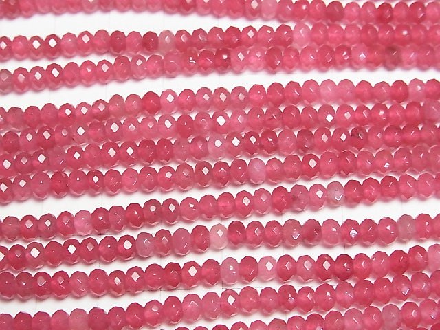 High Quality! Red color Jade Faceted Button Roundel 4x4x2.5mm 1strand beads (aprx.13inch/33cm)