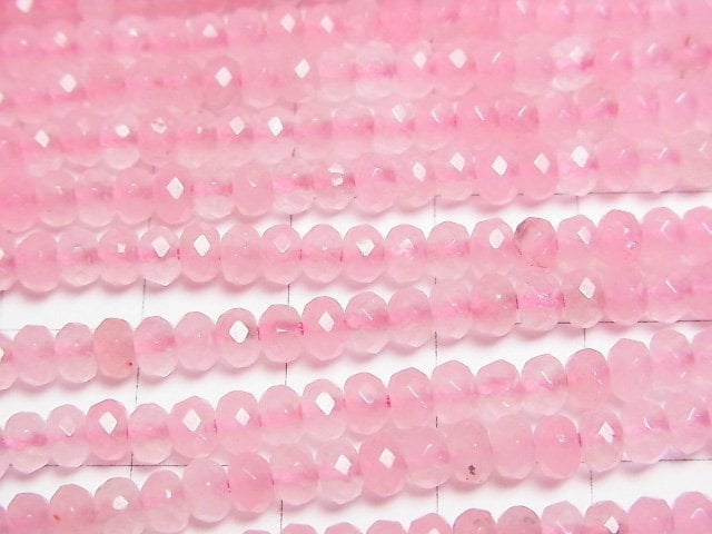 High Quality! Pink color Jade Faceted Button Rondelle 4x4x2.5mm 1strand beads (aprx.13inch/33cm)