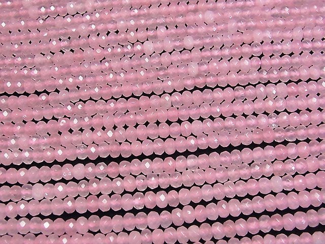 High Quality! Pink color Jade Faceted Button Roundel 4x4x2.5mm 1strand beads (aprx.13inch/33cm)