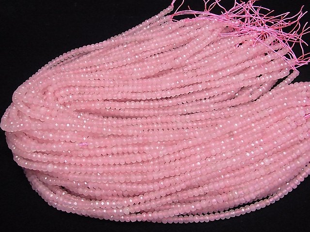 High Quality! Pink color Jade Faceted Button Roundel 4x4x2.5mm 1strand beads (aprx.13inch/33cm)