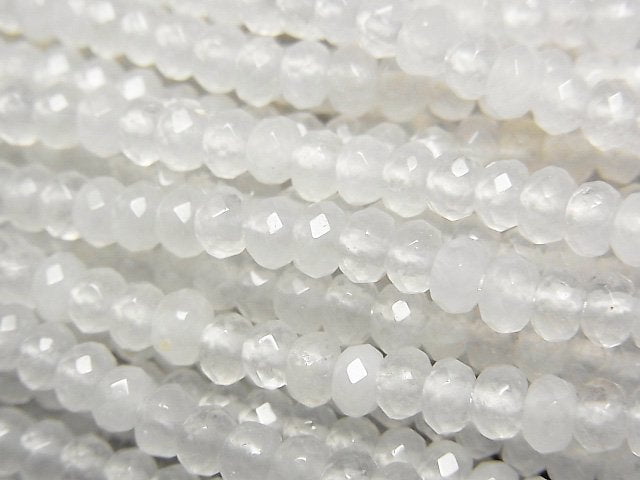 High Quality! White Jade Faceted Button Rondelle 4x4x2.5mm 1strand beads (aprx.13inch/33cm)