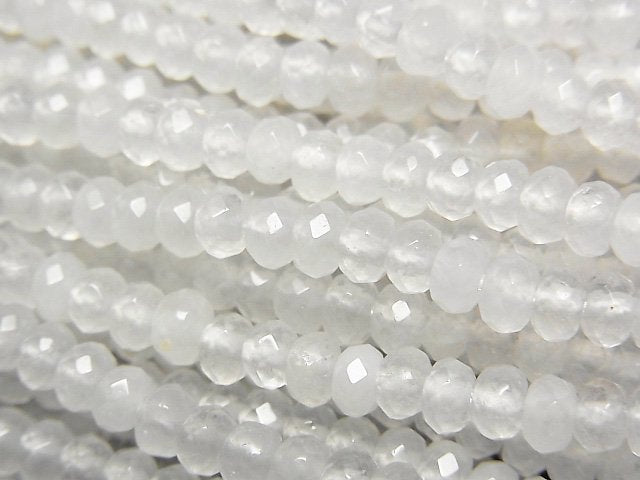 High Quality! White Jade Faceted Button Roundel 4x4x2.5mm 1strand beads (aprx.13inch/33cm)