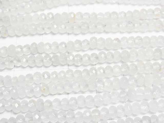 High Quality! White Jade Faceted Button Roundel 4x4x2.5mm 1strand beads (aprx.13inch/33cm)