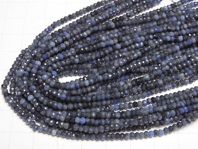 High Quality!  Dumortierite  Faceted Button Roundel 3x3x2mm 1strand beads (aprx.15inch/37cm)