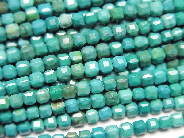 [Video]High Quality! Magnesite Turquoise Cube Shape 2.5x2.5x2.5mm [Green] 1strand beads (aprx.15inch/37cm)