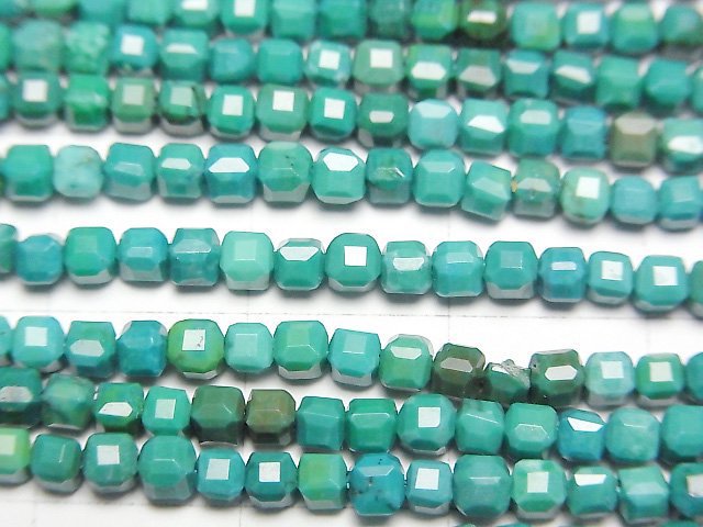 [Video]High Quality! Magnesite Turquoise Cube Shape 2.5x2.5x2.5mm [Green] 1strand beads (aprx.15inch/37cm)