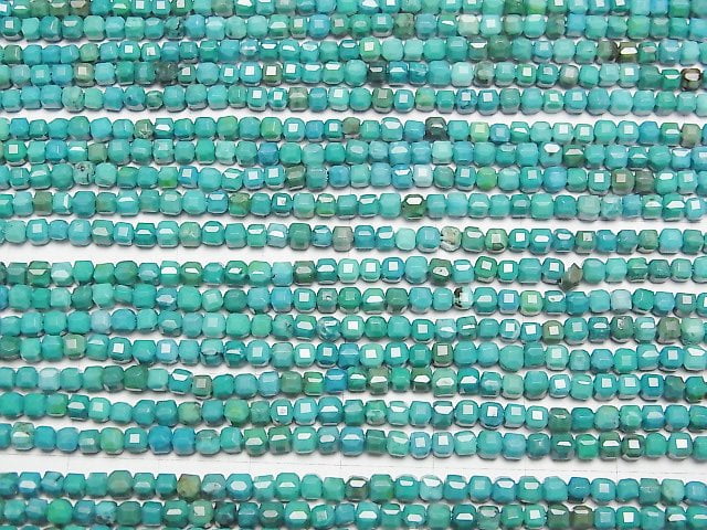 [Video]High Quality! Magnesite Turquoise Cube Shape 2.5x2.5x2.5mm [Green] 1strand beads (aprx.15inch/37cm)