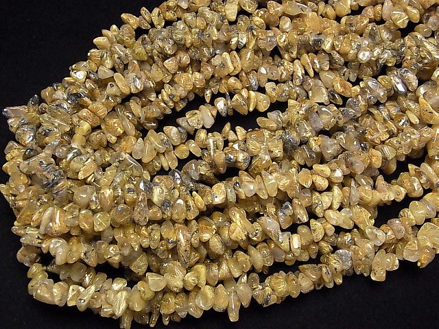 [Video]Rutilated Quartz AA+ Chips (Small Nugget) 1strand beads (aprx.34inch/86cm)