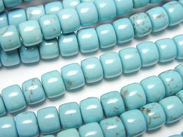 [Video]Magnesite Turquoise Rondelle (Heishi)6x6x4mm 1strand beads (aprx.15inch/37cm)