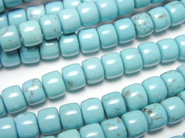 [Video]Magnesite Turquoise Roundel (Heishi)6x6x4mm 1strand beads (aprx.15inch/37cm)