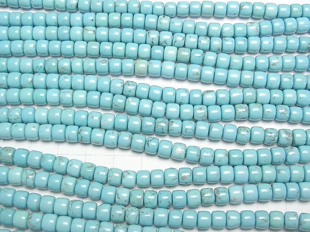 [Video]Magnesite Turquoise Roundel (Heishi)6x6x4mm 1strand beads (aprx.15inch/37cm)