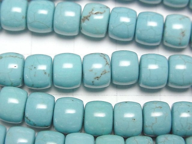 [Video]Magnesite Turquoise Rondelle (Heishi)8x8x6mm 1strand beads (aprx.15inch/37cm)