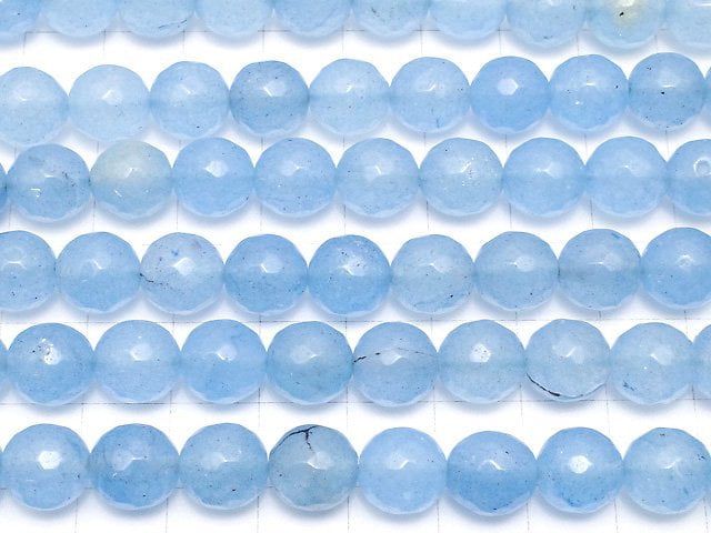 Blue Jade 64 Faceted Round 10mm 1strand beads (aprx.14inch/34cm)