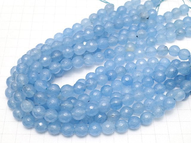 Blue Jade 64 Faceted Round 10mm 1strand beads (aprx.14inch/34cm)