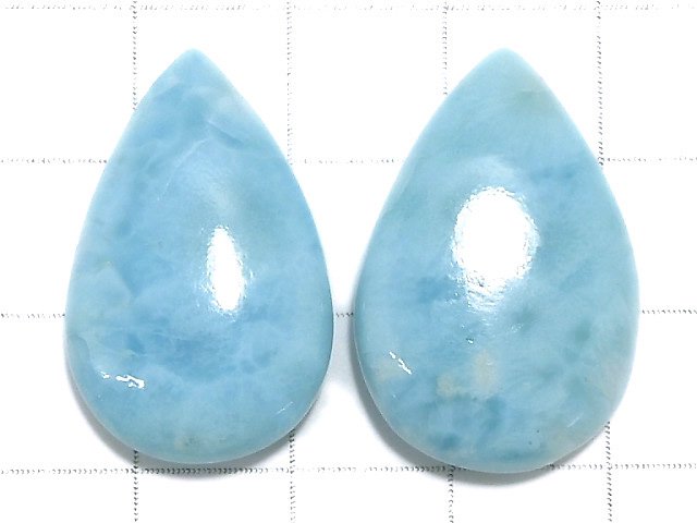 [Video][One of a kind] Larimar Pectolite AA++ Beads 2pcs Set NO.10