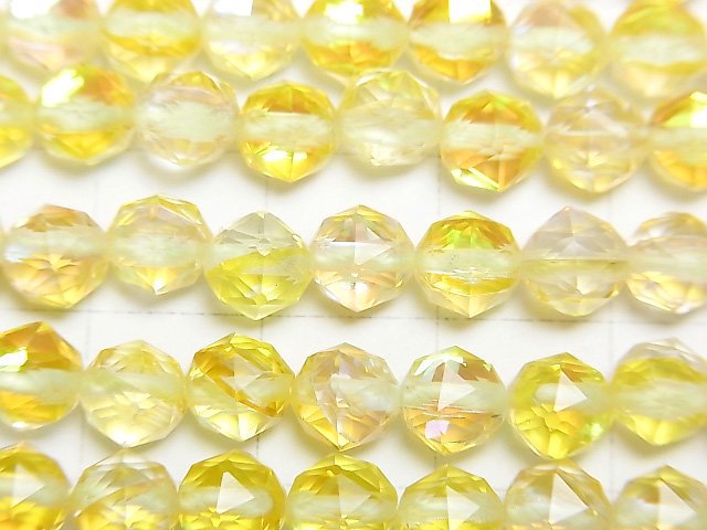 [Video]High Quality! Yellow Luna Flash Star Faceted Round 6mm 1strand beads (aprx.15inch/36cm)