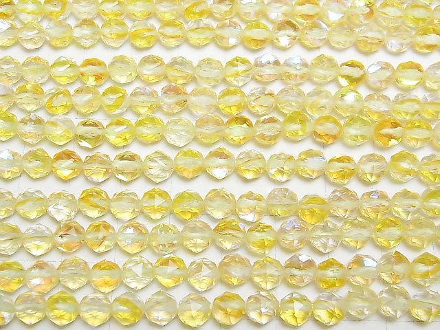 [Video]High Quality! Yellow Luna Flash Star Faceted Round 6mm 1strand beads (aprx.15inch/36cm)