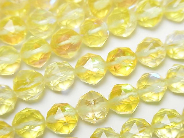 [Video]High Quality! Yellow Luna Flash Star Faceted Round 8mm 1strand beads (aprx.15inch/36cm)