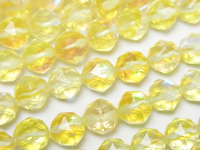 [Video]High Quality! Yellow Luna Flash Star Faceted Round 8mm 1strand beads (aprx.15inch/36cm)