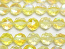 [Video]High Quality! Yellow Luna Flash Star Faceted Round 8mm 1strand beads (aprx.15inch/36cm)