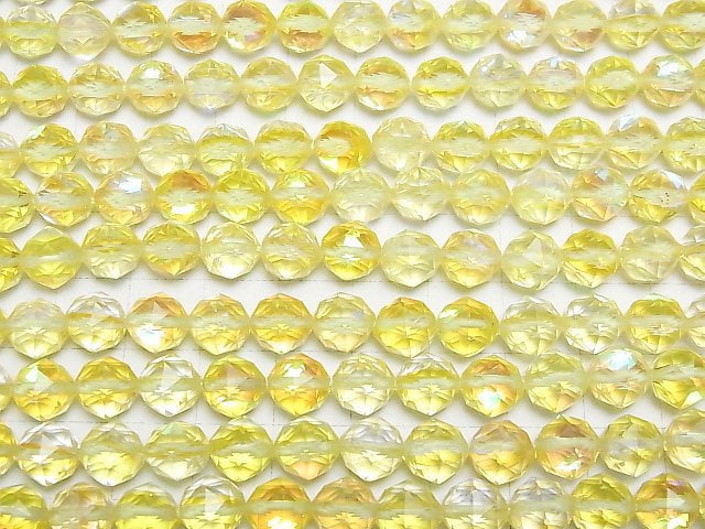 [Video]High Quality! Yellow Luna Flash Star Faceted Round 8mm 1strand beads (aprx.15inch/36cm)