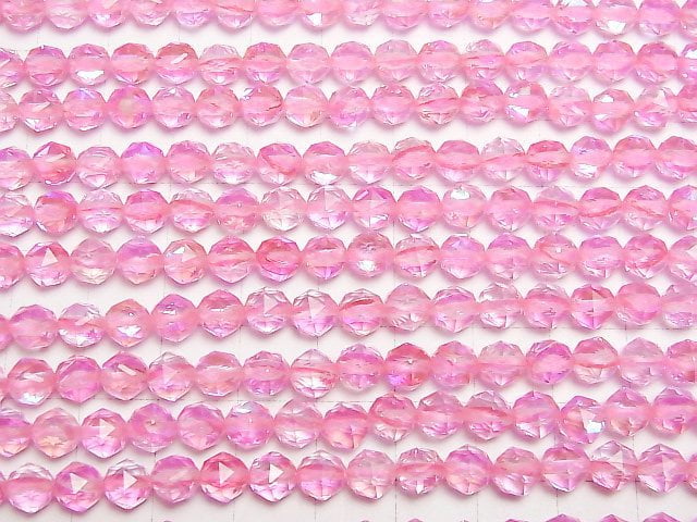 [Video]High Quality! Pink Luna Flash Star Faceted Round 6mm 1strand beads (aprx.15inch/36cm)