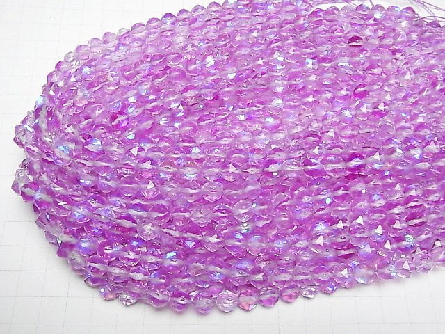 [Video]High Quality! Purple Luna Flash Star Faceted Round 8mm 1strand beads (aprx.15inch/36cm)