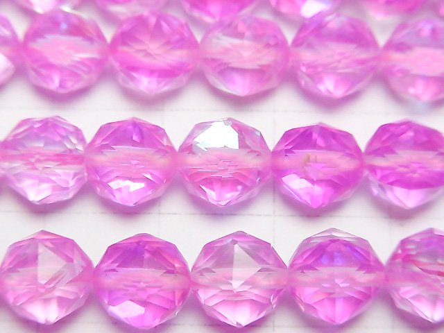 [Video]High Quality! Pink Luna Flash Star Faceted Round 8mm 1strand beads (aprx.15inch/36cm)