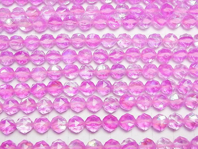 [Video]High Quality! Pink Luna Flash Star Faceted Round 8mm 1strand beads (aprx.15inch/36cm)