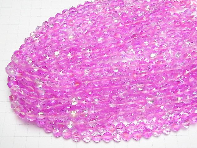 [Video]High Quality! Pink Luna Flash Star Faceted Round 8mm 1strand beads (aprx.15inch/36cm)