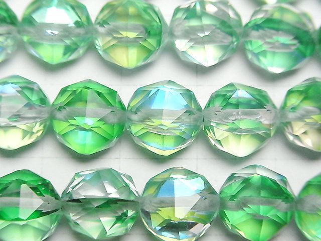 [Video]High Quality! Green Luna Flash Star Faceted Round 10mm 1strand beads (aprx.14inch/35cm)