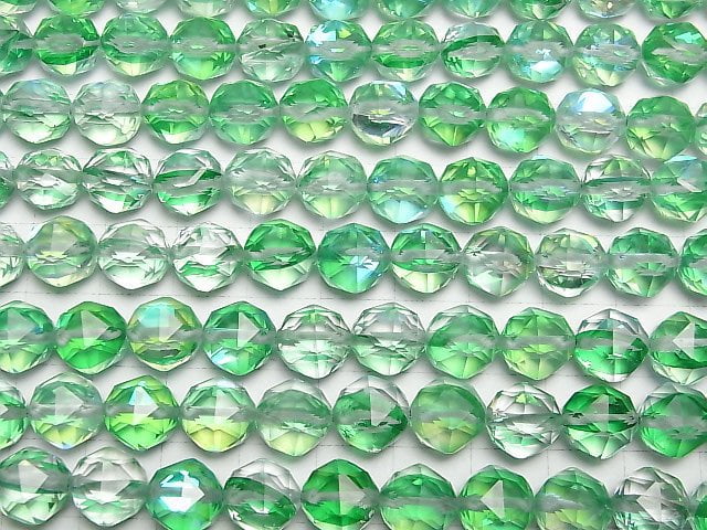 [Video]High Quality! Green Luna Flash Star Faceted Round 10mm 1strand beads (aprx.14inch/35cm)