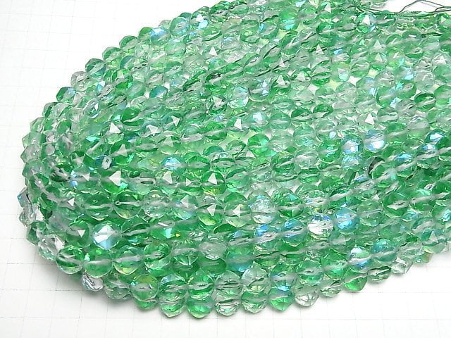 [Video]High Quality! Green Luna Flash Star Faceted Round 10mm 1strand beads (aprx.14inch/35cm)