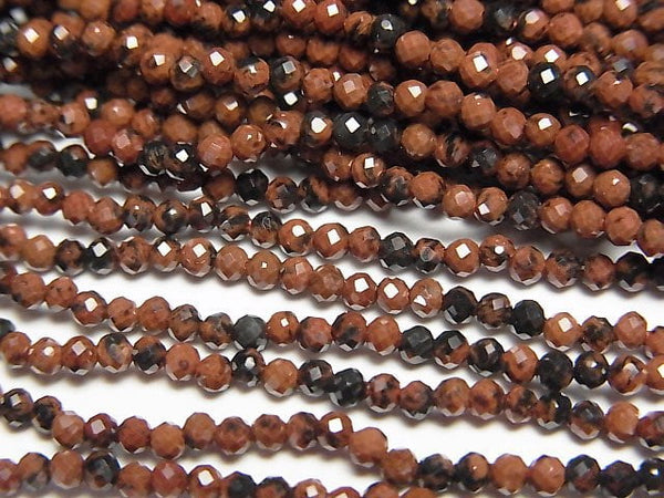 [Video]High Quality! Mahogany Obsidian Faceted Round 2mm 1strand beads (aprx.15inch/38cm)