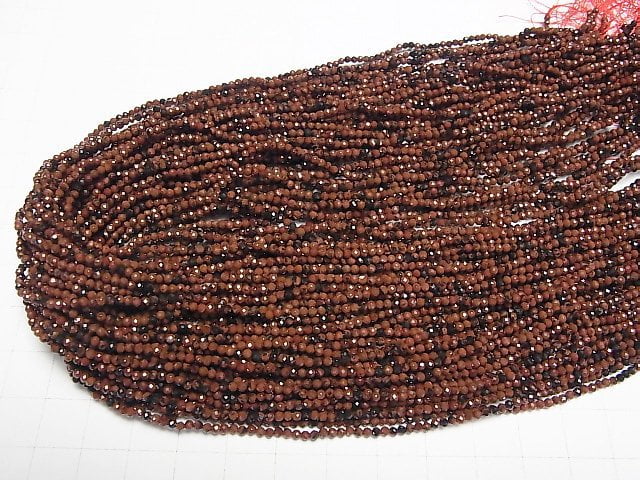 [Video]High Quality! Mahogany Obsidian Faceted Round 2mm 1strand beads (aprx.15inch/38cm)