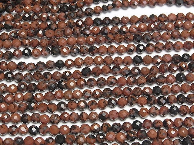 [Video]High Quality! Mahogany Obsidian Faceted Round 4.5mm 1strand beads (aprx.15inch/37cm)