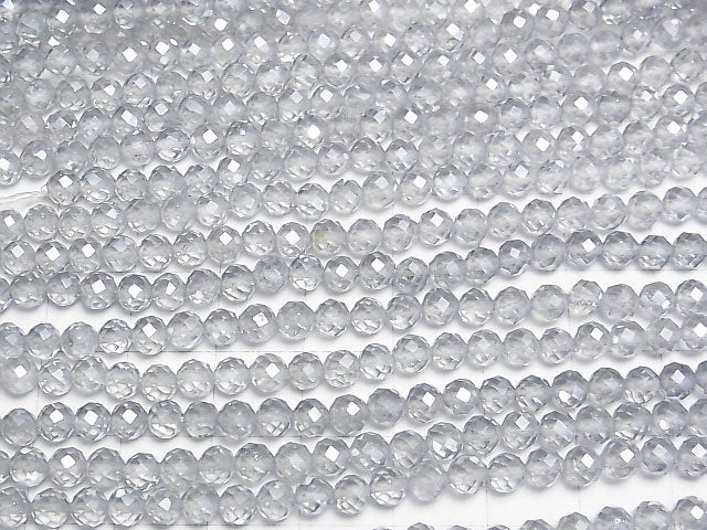 [Video]High Quality! Silver Flash Crystal Faceted Round 4mm 1strand beads (aprx.14inch/34cm)